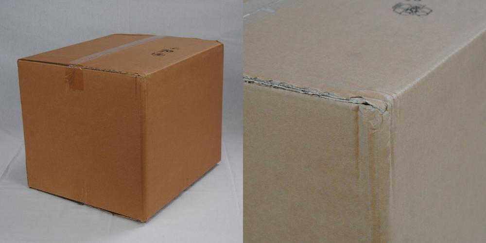 The corners of the package are dented