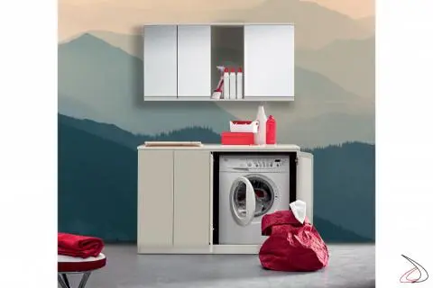 Laundry with Teolo detergent container mirror