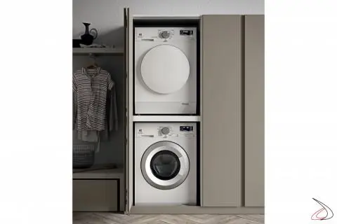 Lavanderia con armadio porta lavatrice e asciugatrice Denise