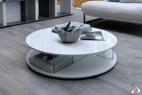 Tavolino rotondo da soggiorno con divisori in vetro Logiko