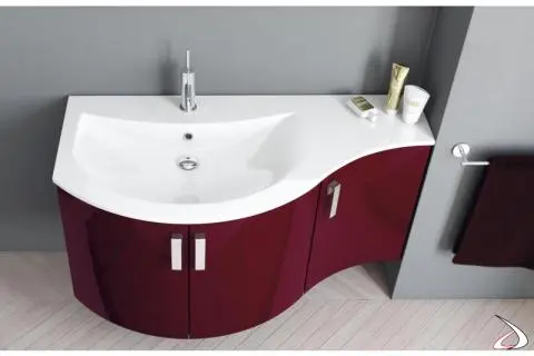 Trim Curved Suspended Bathroom Cabinet, Bathtub With Curved Sideboard