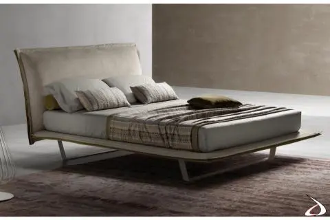 Design King Size Plaid Fabric Bed, Plaid Fabric Headboard