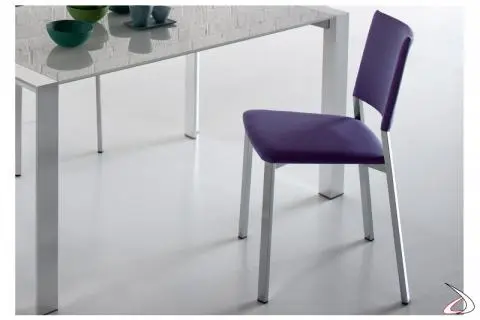 Sedia moderna in metallo per cucina, sedia con scocca imbottita per bar