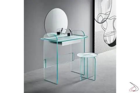Opalina dressing table modern and elegant with glass structure and drawer
