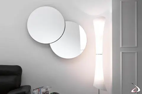 Specchio rotondo doppio girevole di design Shiki