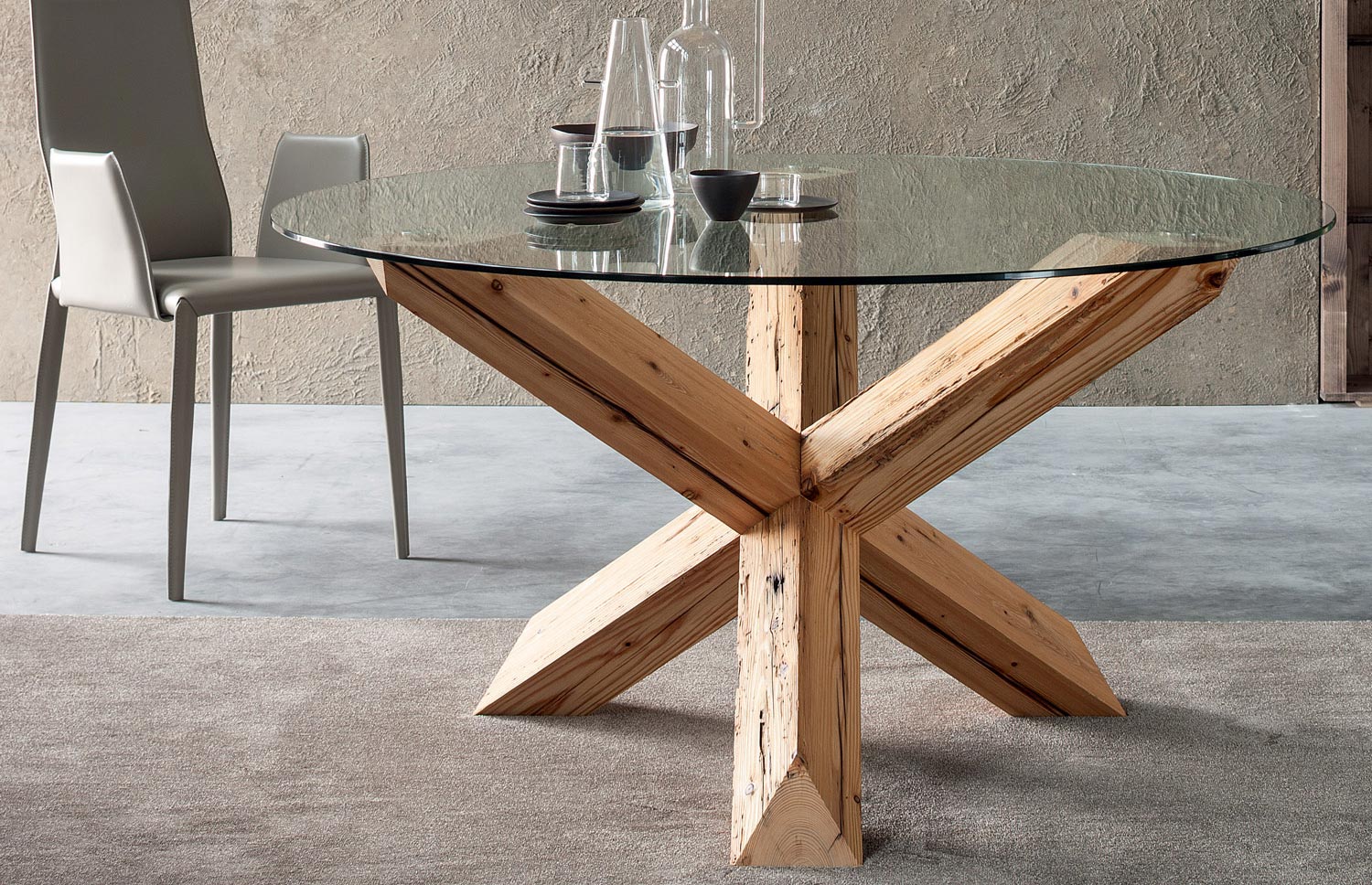 tavolo legno e vetro