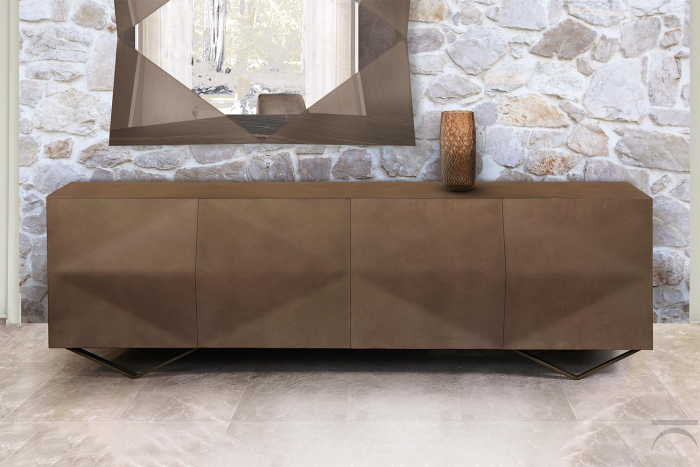 Credenza moderna vintage con 4 ante sagomate e decorate a rombo