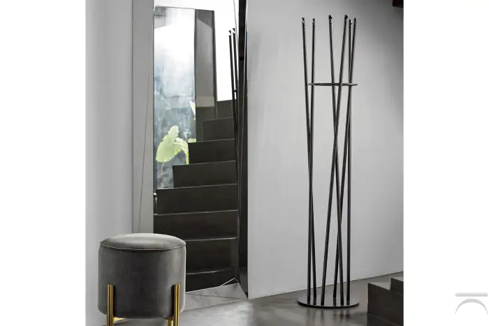 HAKU Möbel Appendiabiti nero, metallo - Dim.: L 29 cm x A 176 cm x P 29 cm, Stile: Moderno