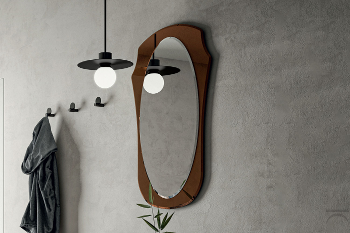 Specchio vintage da ingresso con cornice bronzata