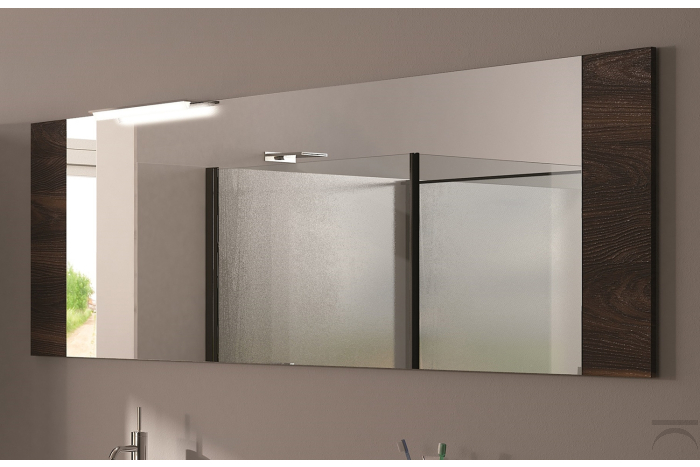 Specchio moderno da bagno con cornice laterale in legno