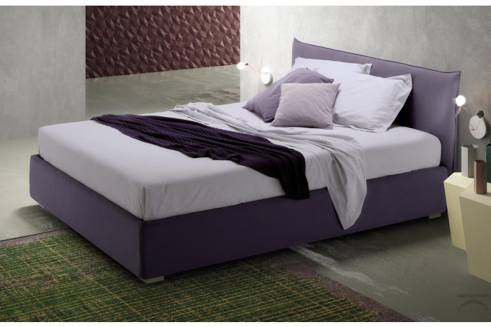 Letto queen size moderno imbottito con contenitore