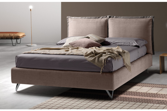 Letto matrimoniale imbottito contenitore con testiera inclinabile