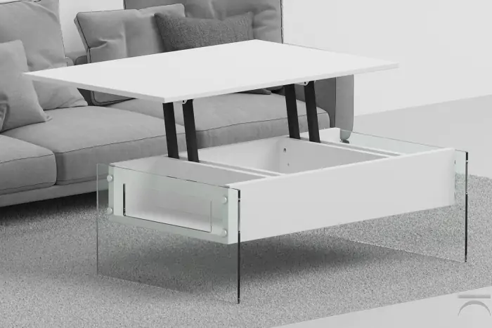 Tavolino Moderno Bianco Con 2 Ripiani E Contenitore - Effetto Marmo - Tavolino Da Caffè Con Cassetto - 3