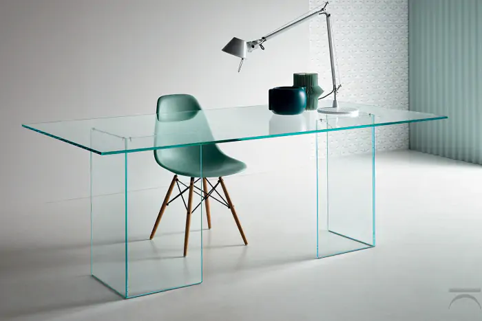 CB-Home Tavolo Da Pranzo Glassara – Vetro Temperato, Rettangolare, Bianco, 110x75x74 Cm