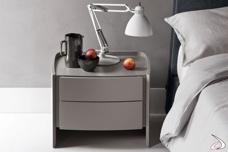 Grau matt lackierter Nachttisch mit 2 Schubladen für Schlafzimmer-Sets