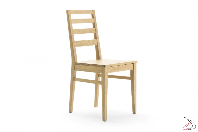 Sedia moderna in legno massello con seduta in legno