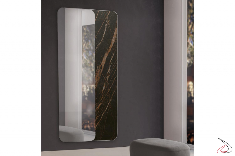 Specchiera verticale da camera da letto di design con cornice laterale in ceramica noir desir