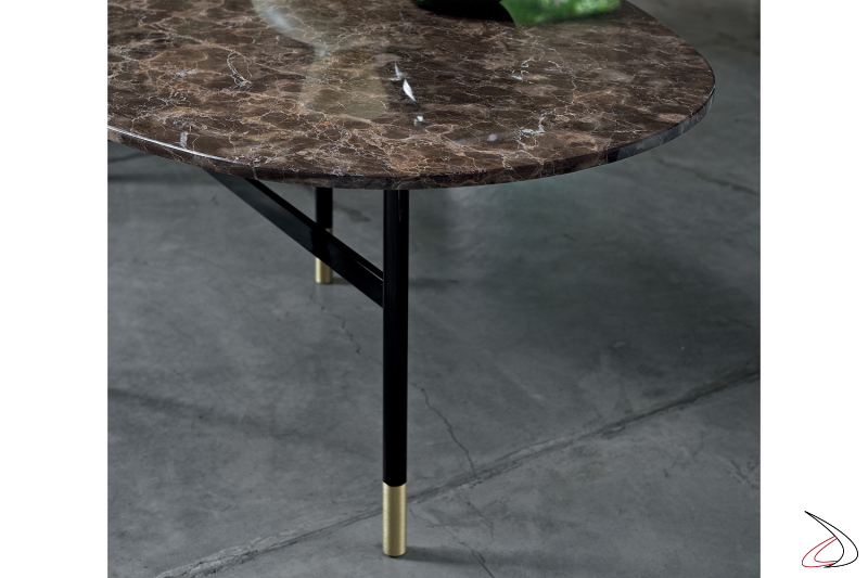 Tavolo ovale di design da soggiorno con piano in marmo naturale
