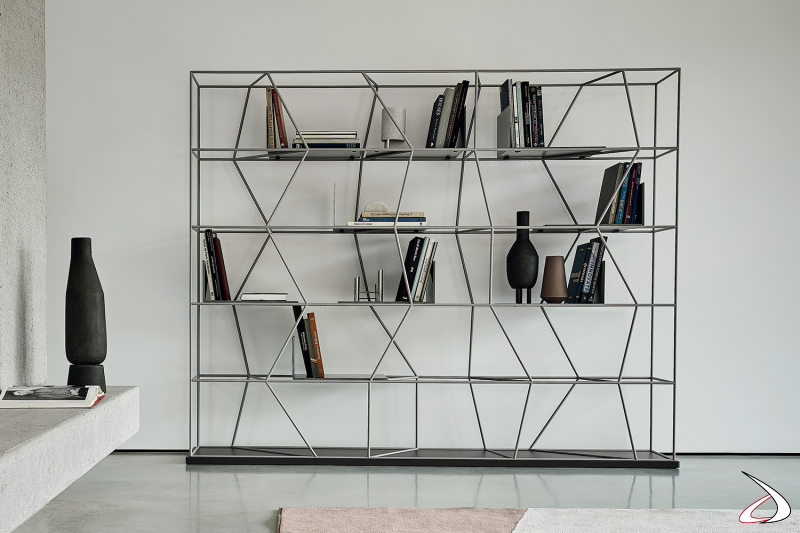 Libreria da ufficio di design freestanding realizzata in filo di acciaio