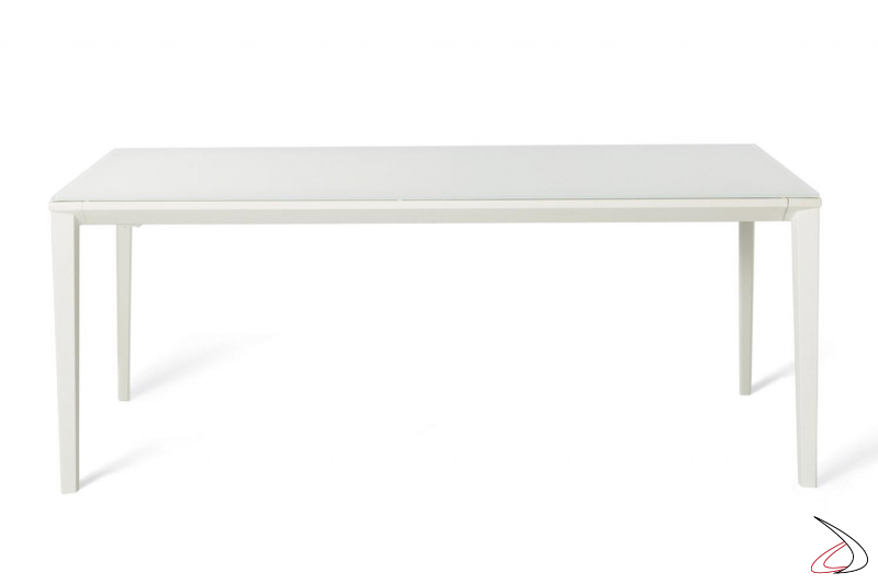 Tavolo moderno da cucina bianco allungabile in vetro