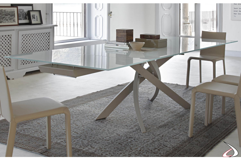 Extendable design glass table 