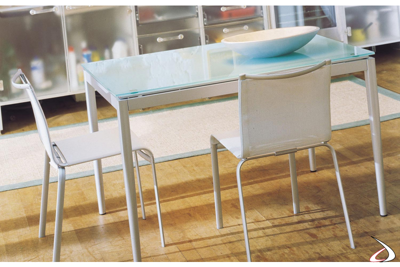 Modern square table with glass top