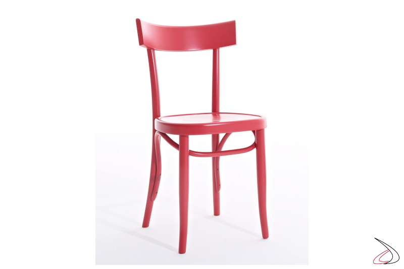 Sedia leggera rossa in legno massello di faggio da ristorante e bar