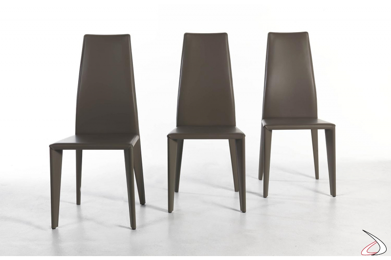 Sedie moderne con schienale alto in cuoio made in Italy prodotte da Colico