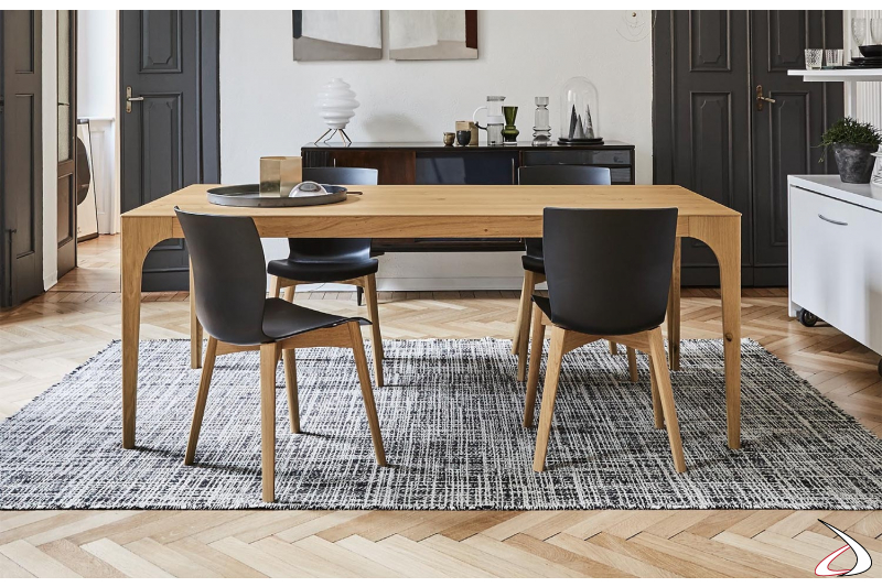 Tavolo design allungabile da soggiorno in legno rovere naturale nodato