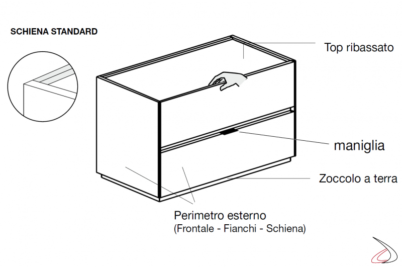  Technical details of nightstand 2 drawers for the bedroom