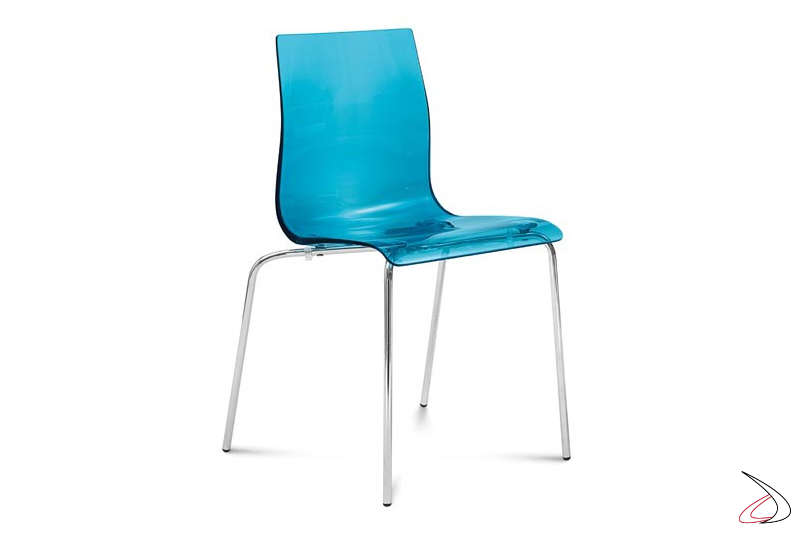 Sedia moderna colorata azzurra da soggiorno