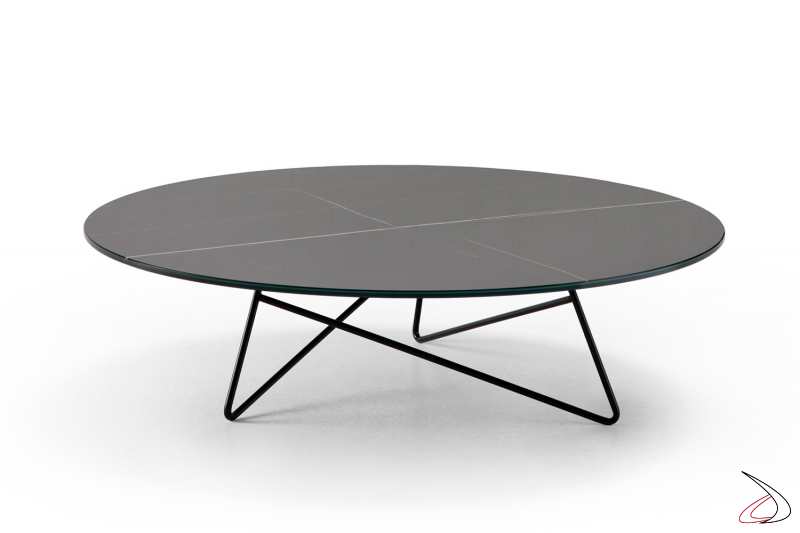 Tavolino basso moderno MEME design con gambe nere e top nero