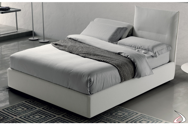 Bed with container and adjustable headboard
