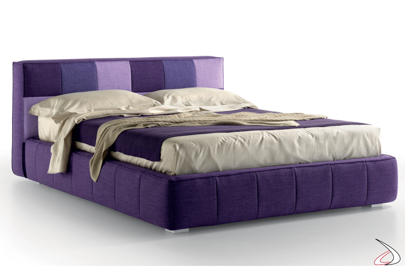 Contemporary upholstered  double bed with container