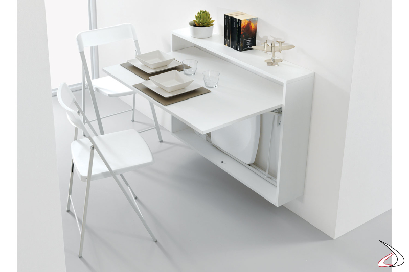 Tavolo consolle bianco moderno pieghevole con sedie