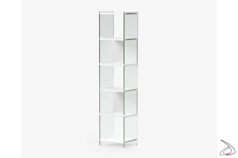 Colonna alta a vista in vetro trasparente + bianco