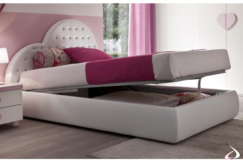 Padded design bed with storage