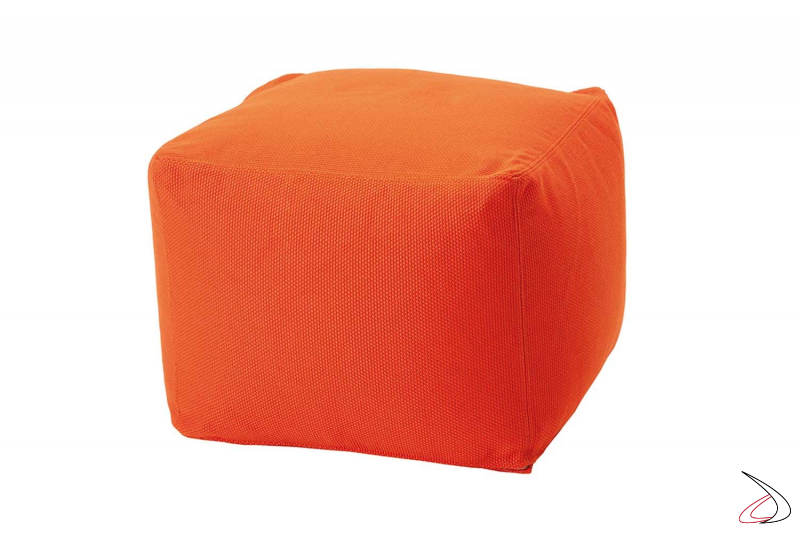 Pouf moderno in tessuto arancione