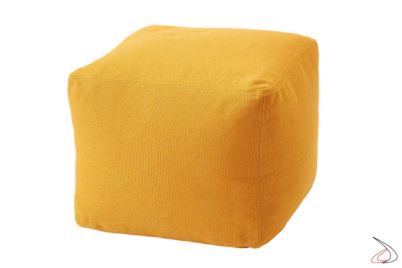 Pouf moderno in tessuto giallo