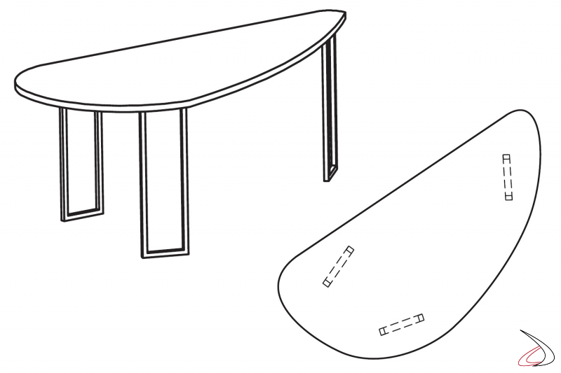 Low modern drop-shaped coffee table
