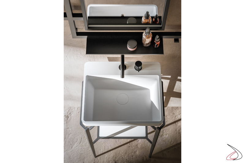 Bagno Magnetica con lavabo in marmoresina bianco