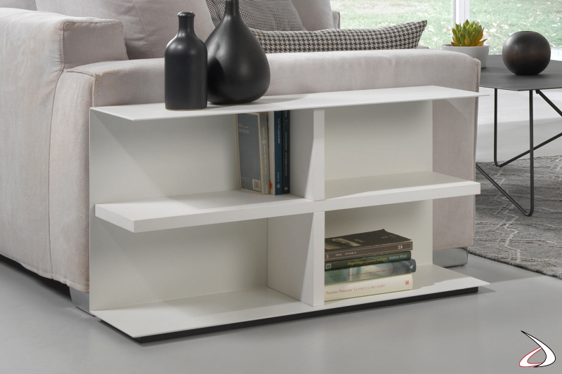 Tavolino per divano bianco di design in legno e acciaio