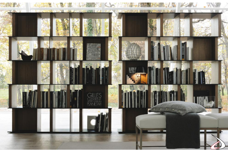 Contemporary double-sided bookcase