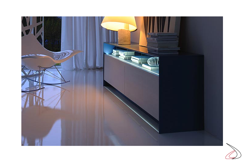 Madia design da soggiorno con luce a led