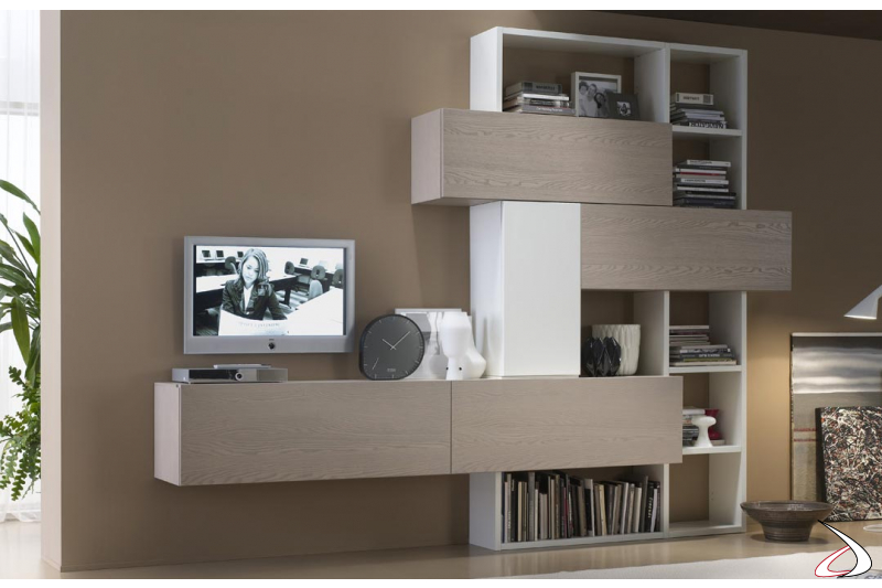 Mobile soggiorno moderno componibile in legno