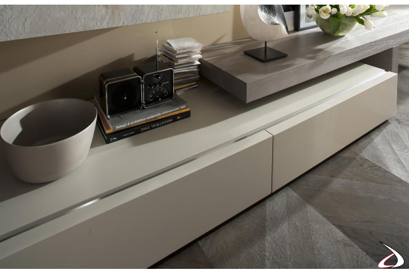 Modern living room with drawer base