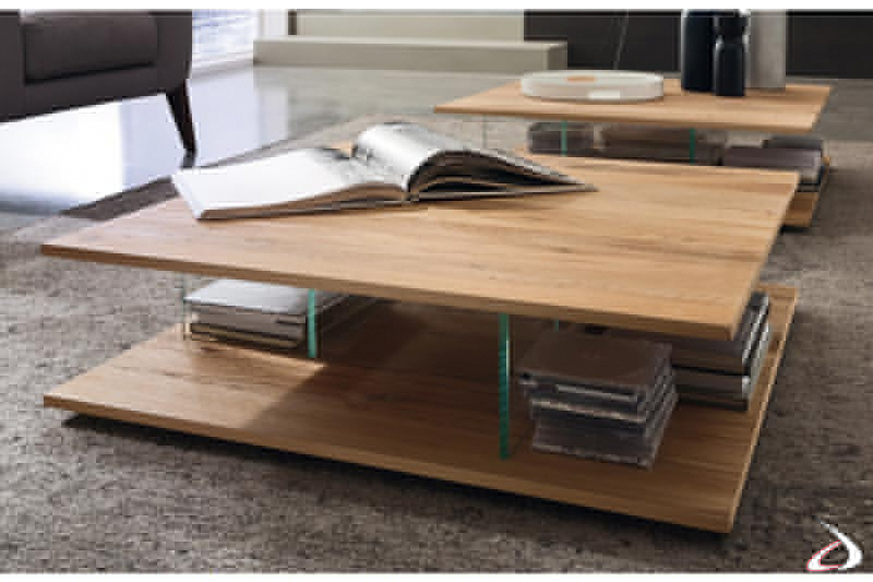 Square wooden coffee table for living room