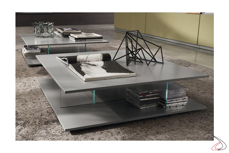 Low modern square coffee table for living room