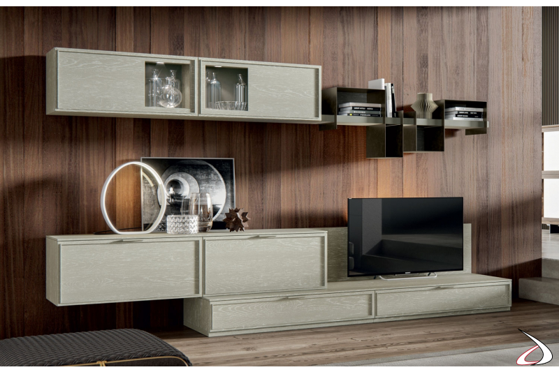 Mobile soggiorno classico moderno in legno massello