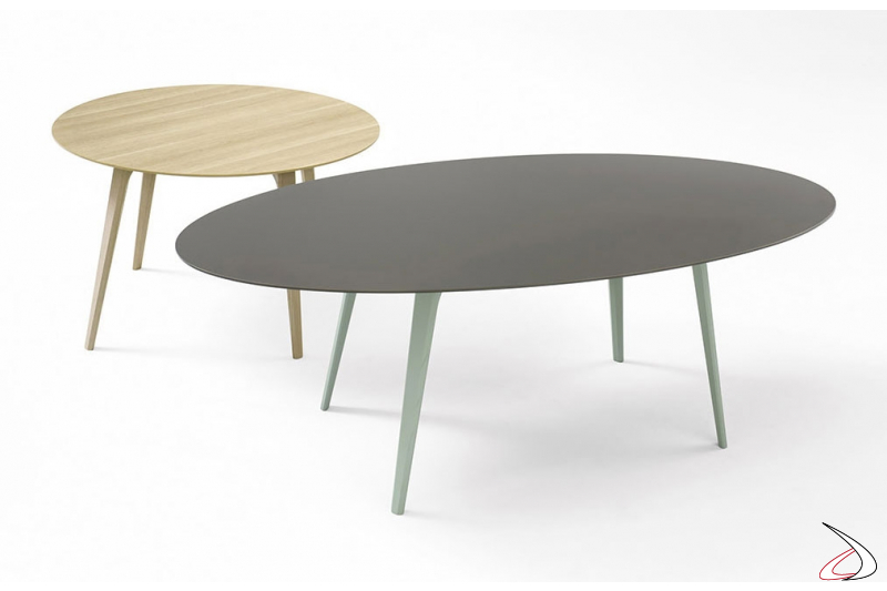 Tavoli moderni rotondo e ovale in legno o laccato opaco